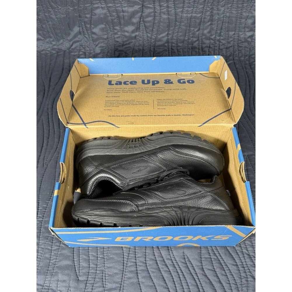 NEW Brooks Dyad Walker Men's Size 9 Wide D Black Leather Walking Shoes w/ Box